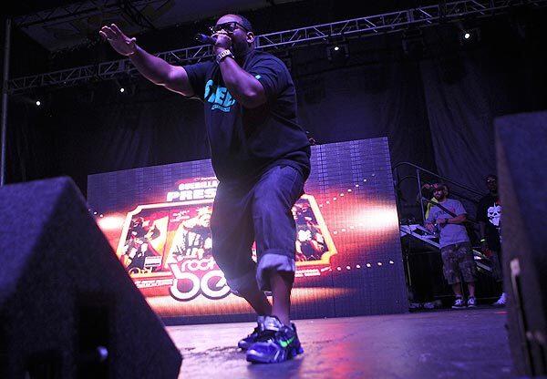 Raekwon performs onstage at the Rock the Bells Festival at San Manuel Amphitheatre on Saturday.