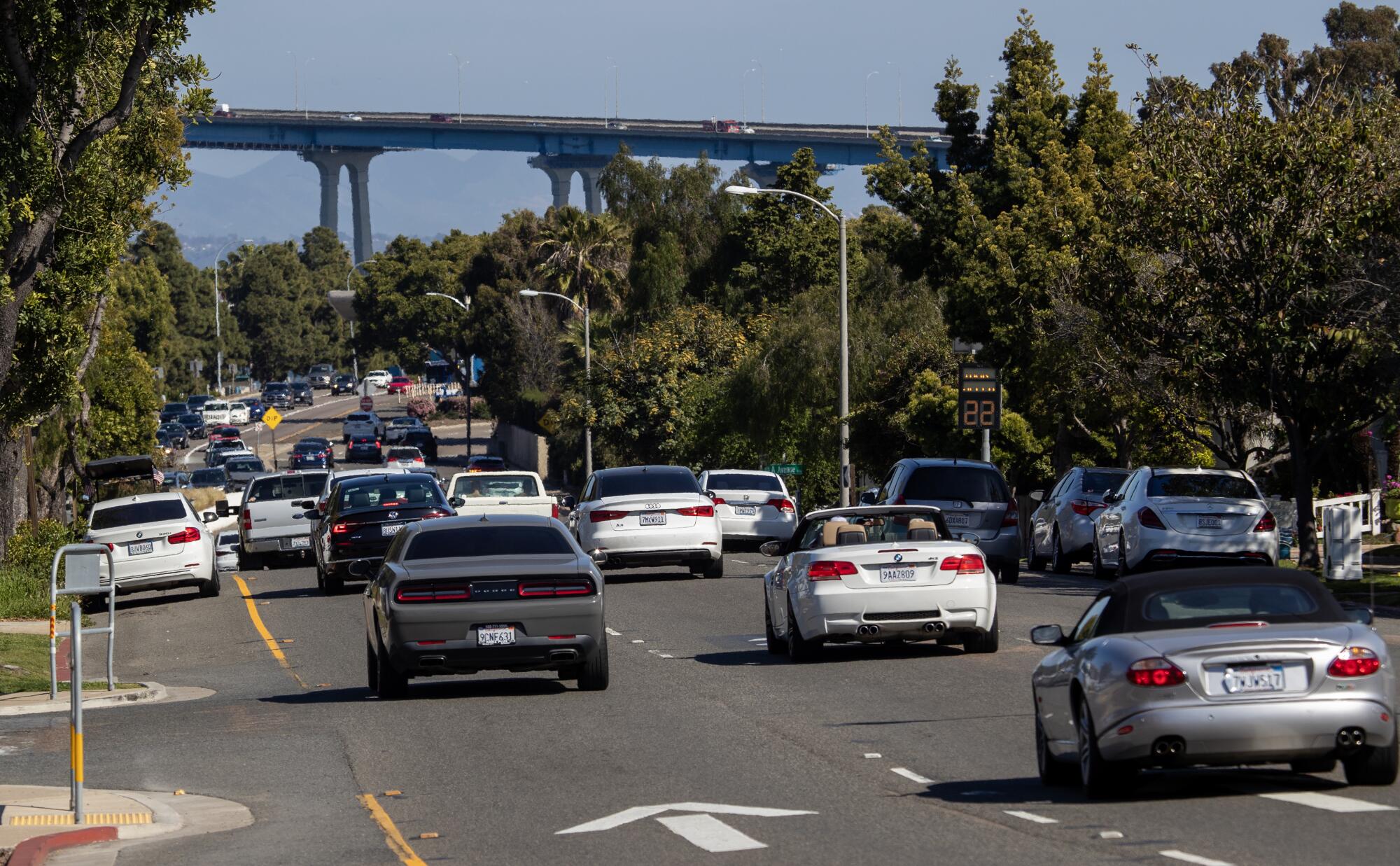 Coronado motorists head to the San Diego-Coronado Bridge. 