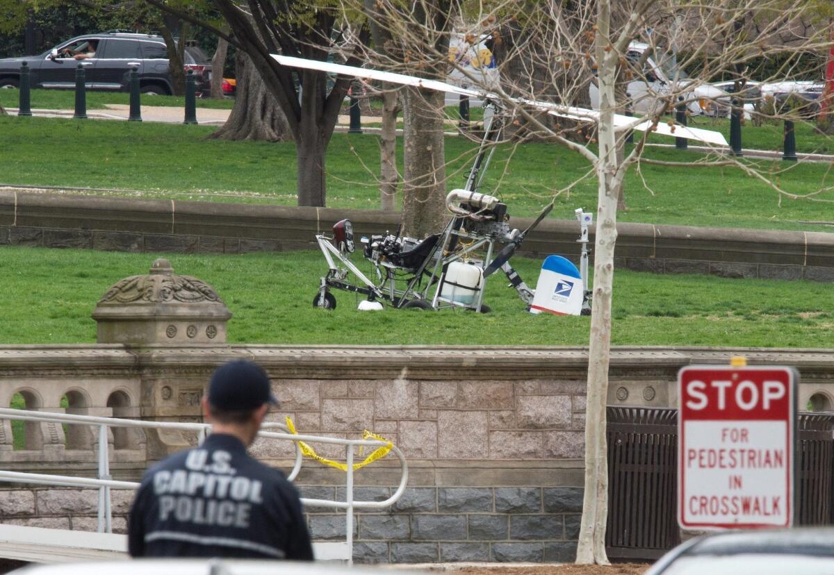 A gyrocopter was landed just outside the U.S. Capitol on April 15.