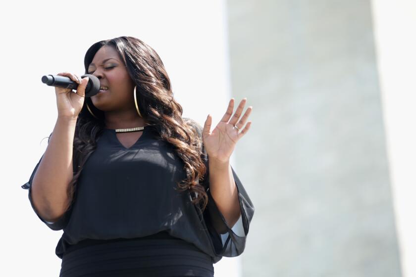 Candice Glover, singing here in a reopening ceremony for the Washington Monument on May 12, is to perform at the three-day festival in Los Angeles.