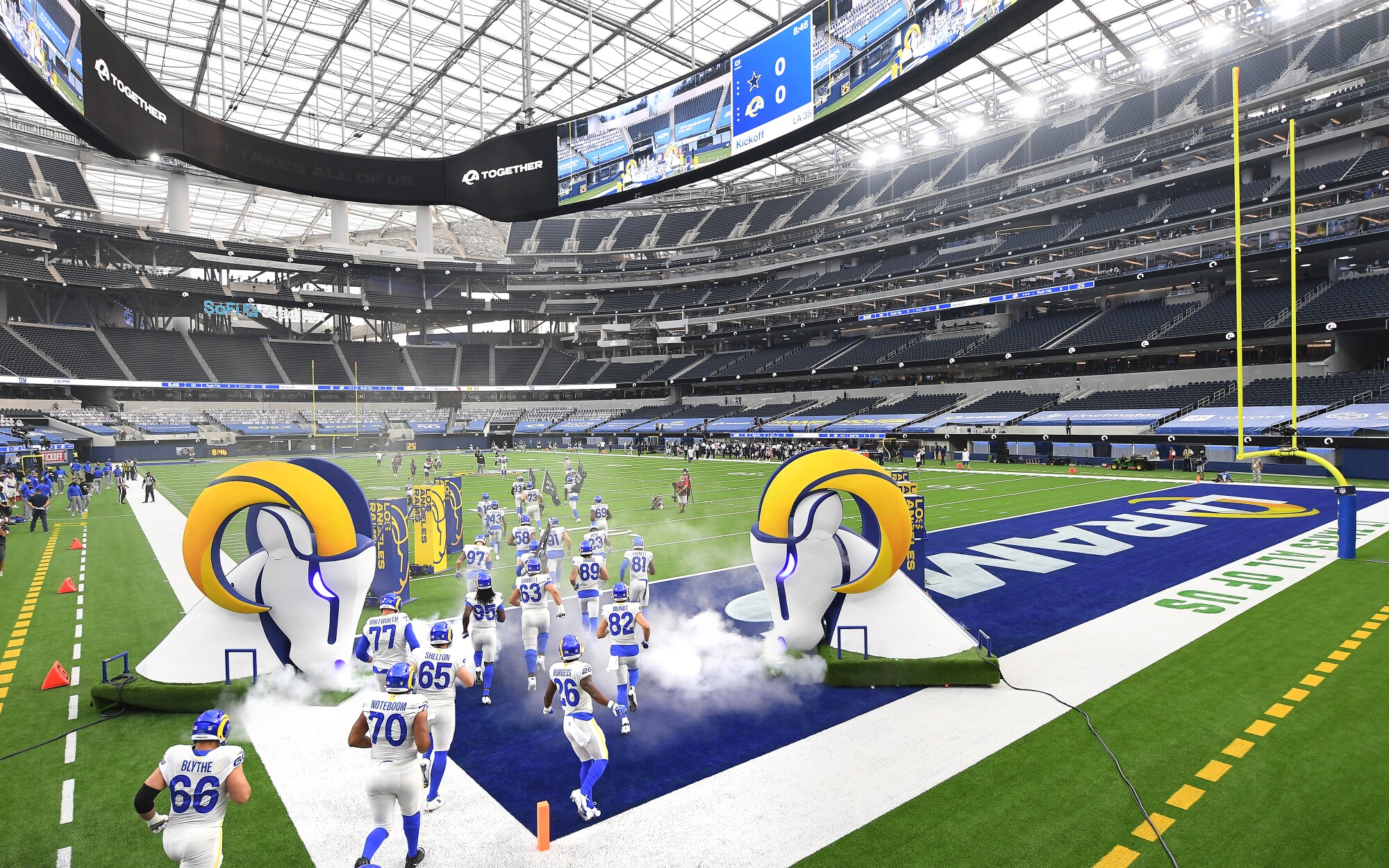 Rams season opener at SoFi Stadium is spectacularly awkward - Los ...