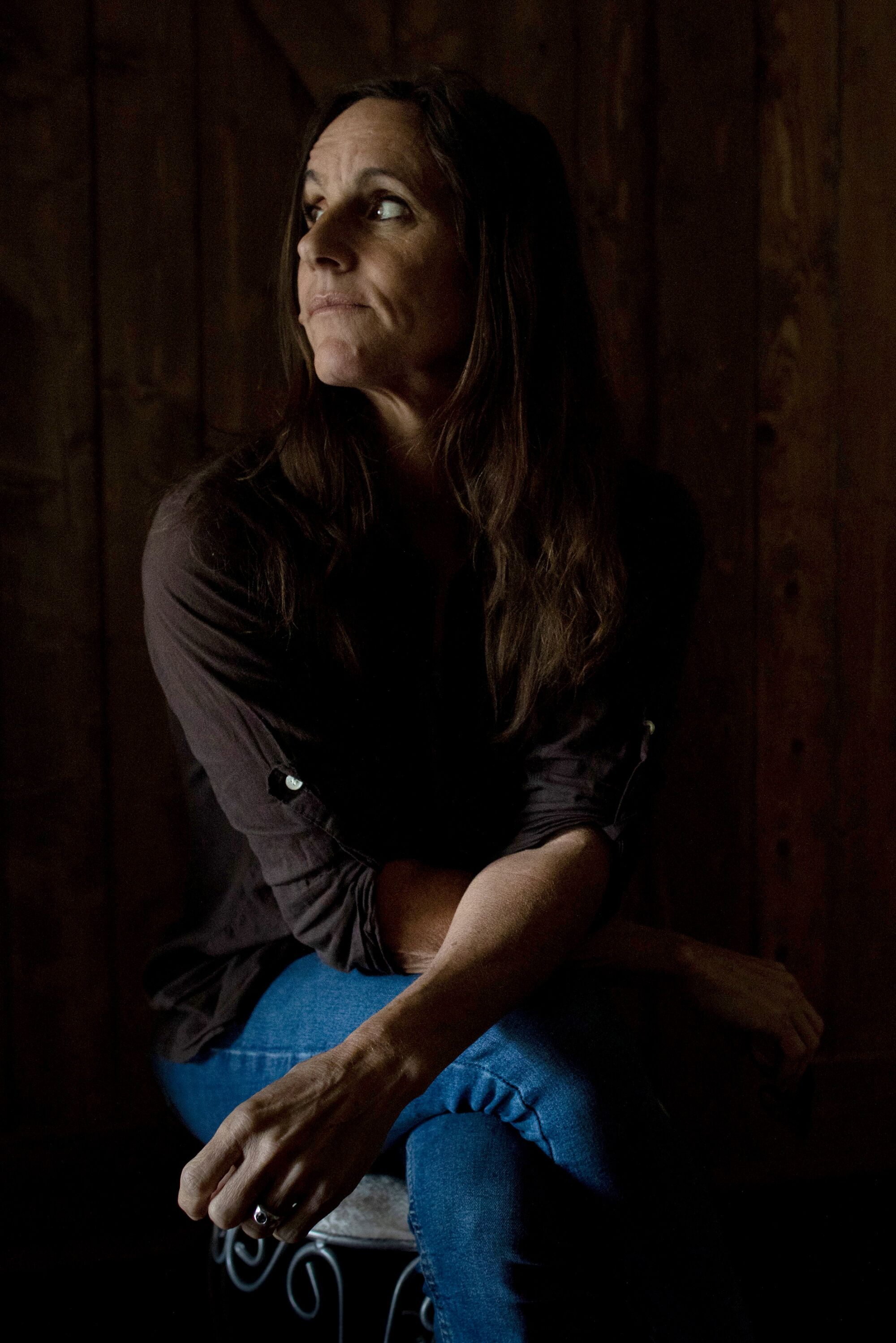 Teacher Jessica Jacobs sits for a portrait at her home in Topanga, CA.