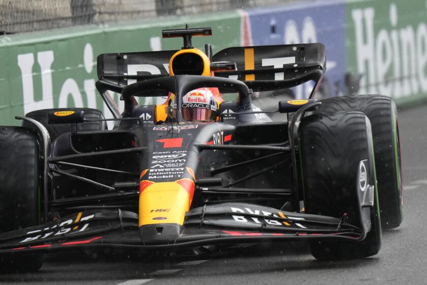 Max Verstappen (Red Bull) durante el Gran Premio de Mónaco, el domingo 28 de mayo de 2023. (AP Foto/Luca Bruno)