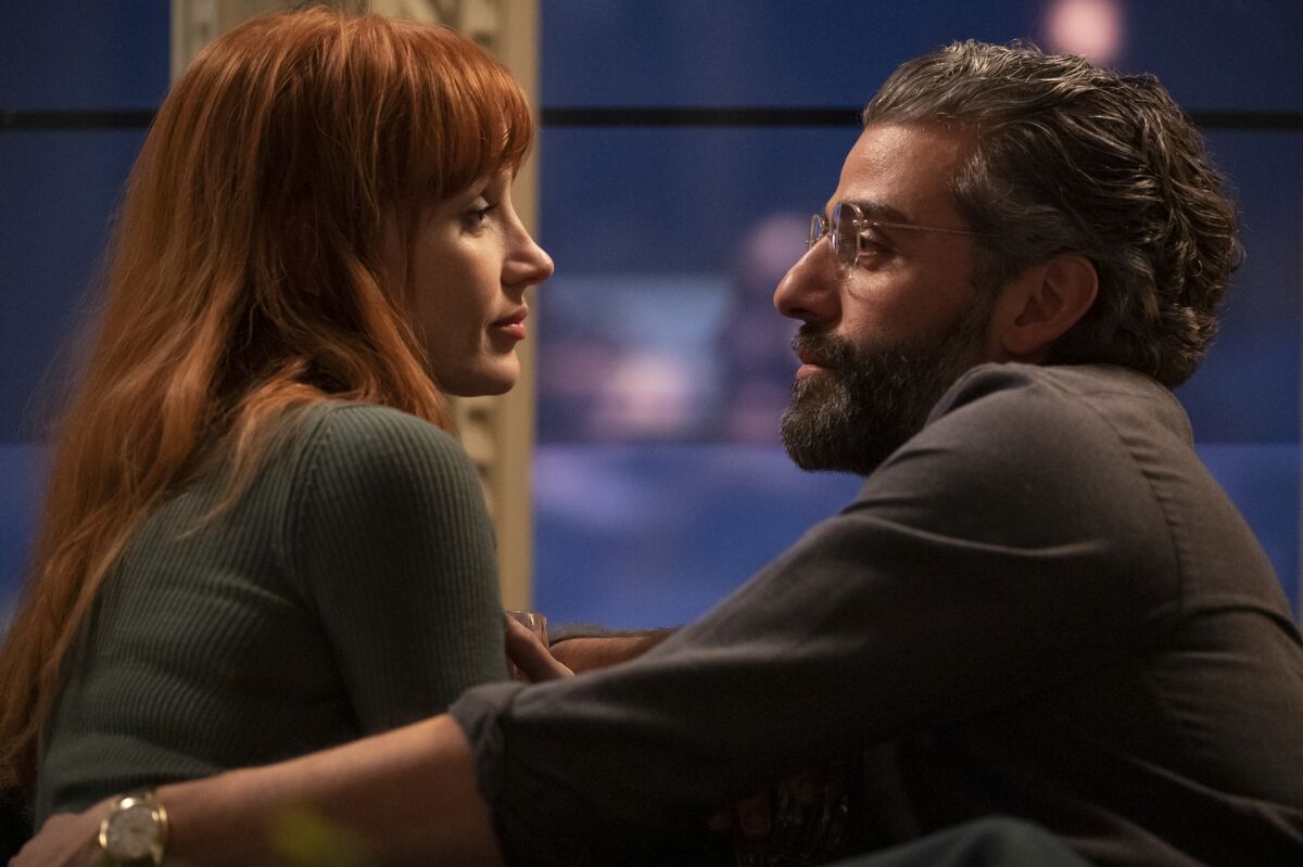 Jessica Chastain and Oscar Isaac look at each other in HBO's "Scenes from a Marriage"