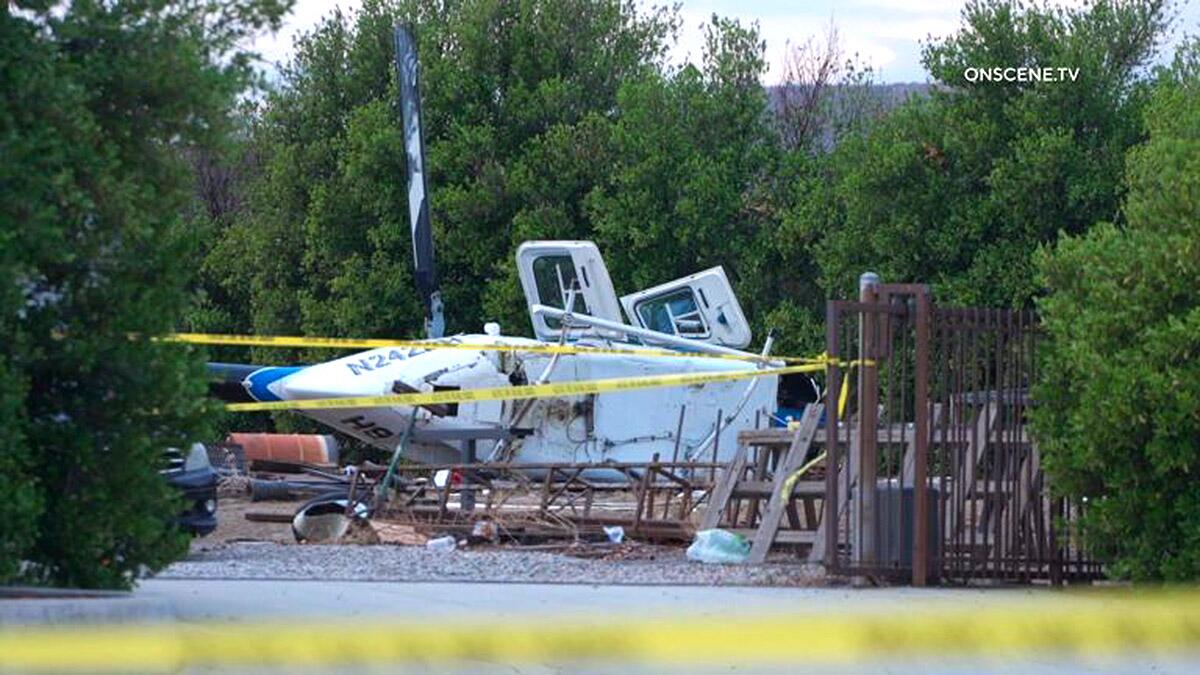 A helicopter crashed into a backyard while attempting to land at the Banning Airport.