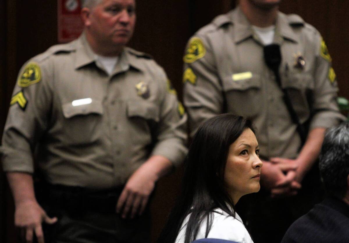 Kelly Soo Park listens to her attorney George Buehler make opening statements at her murder trial in the beating and strangling of Juliana Redding in Santa Monica. Closing arguments were heard in the trial Wednesday.