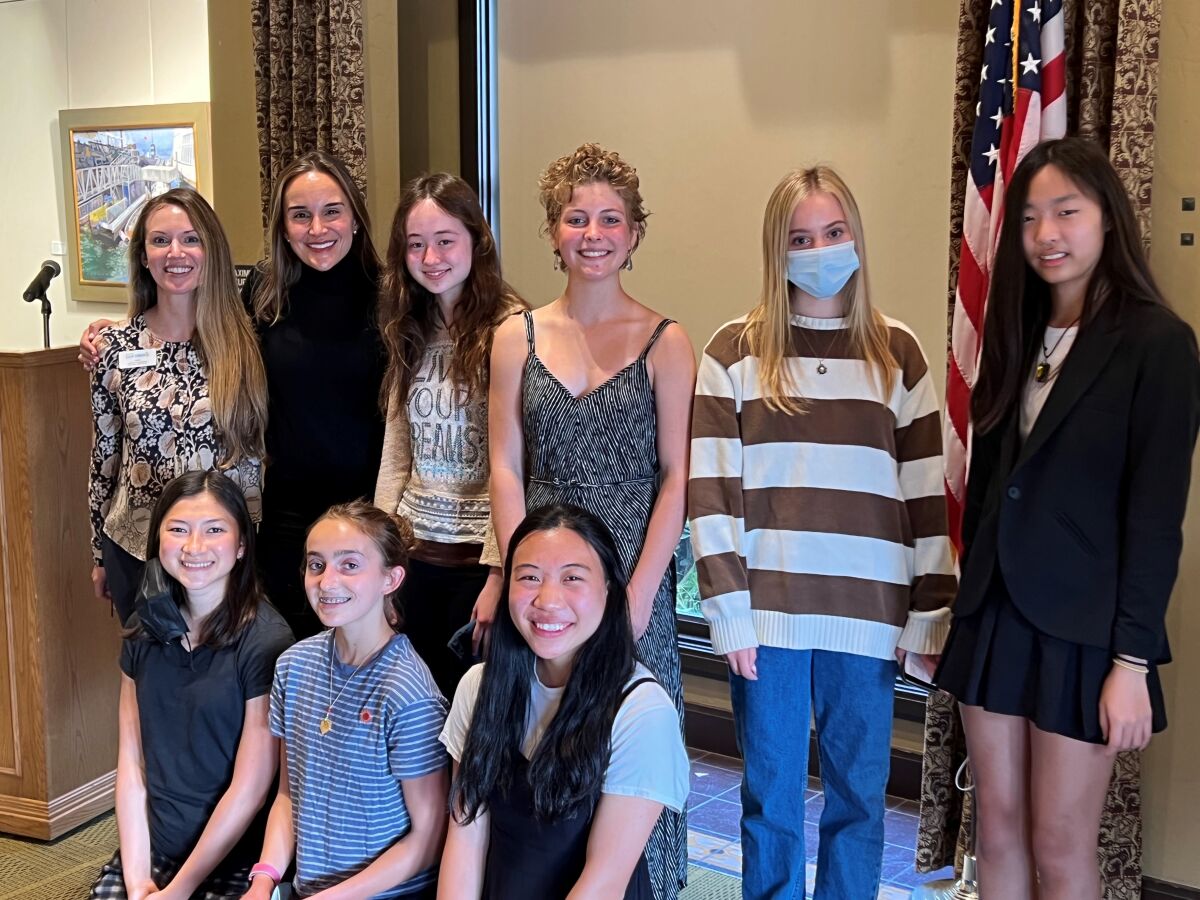 Katie McCormick Lelyveld (standing second from left) attends the La Jolla/Riford Library’s "Pitch Your Passion."