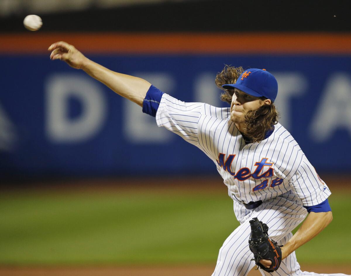 New York Mets' Jacob deGrom pitches against Miami on Sept. 15.