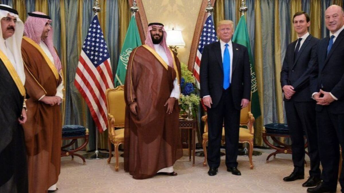 President Trump meets with Saudi Crown Pnce Mohammad bin Salman in Riyadh in 2017.