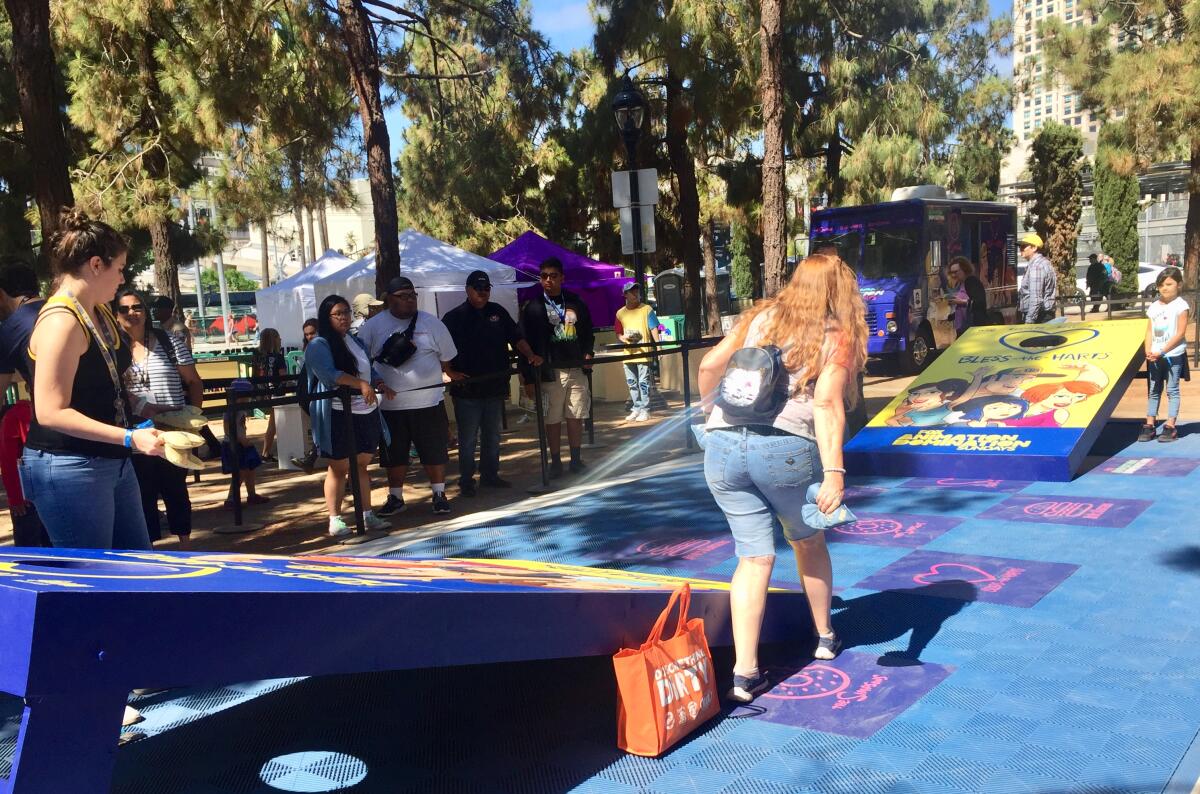 Visitors to Fox Fun Fair this weekend can play a giant game of corn hole for fun and prizes.