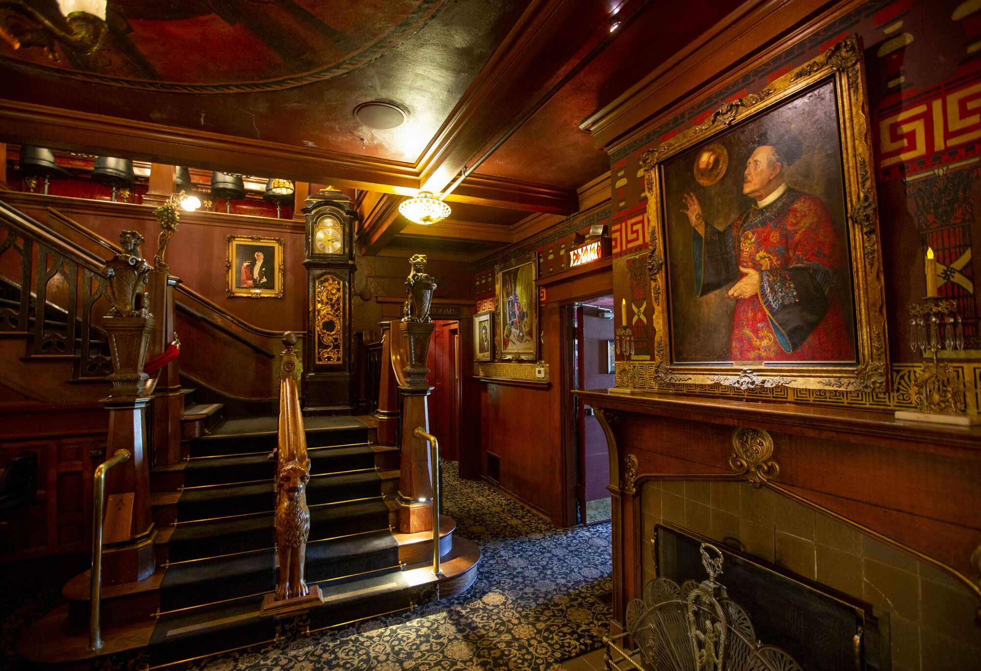The Magic Castle's central staircase.