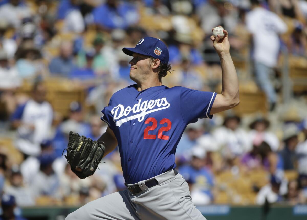 Dodgers starting pitcher Clayton Kershaw throws against the Chicago White Sox during a spring training game on March 19.