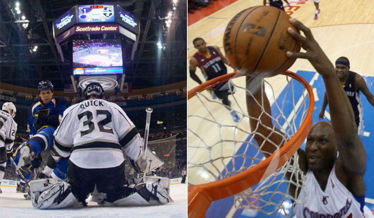 FS West found itself in a quandary when Jonathan Quick and the Kings went into overtime at the same time Lamar Odom and the Clippers were beginning.