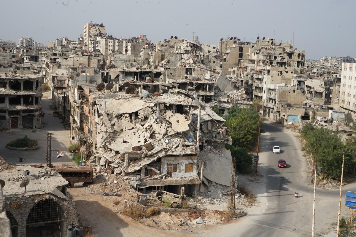 Some of the destroyed buildings in a neighborhood of the Old City of Homs, Syria, in November.