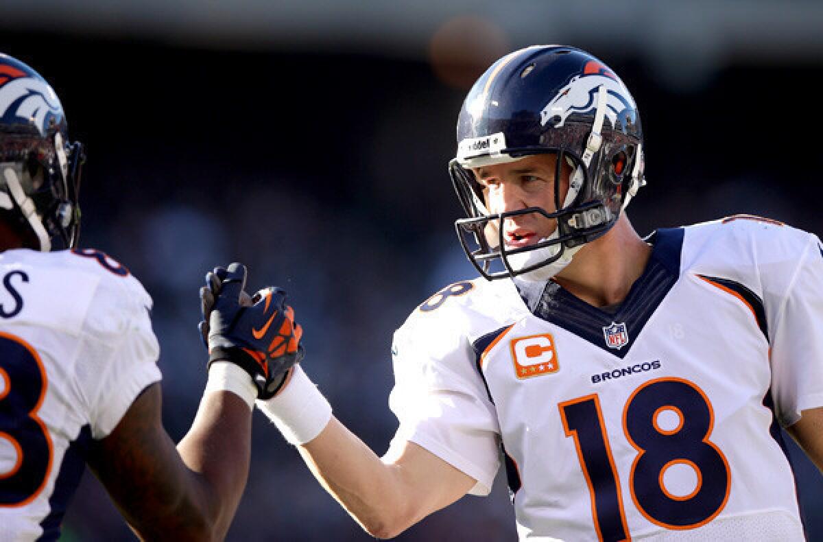 Anything short of a Super Bowl celebration will be a disappointment for quarterback Peyton Manning (18) and his Broncos teammates.