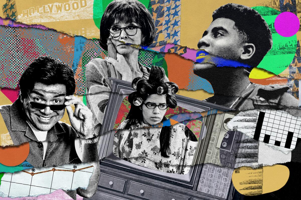 An illustration depicting Latinx characters on television through the years.