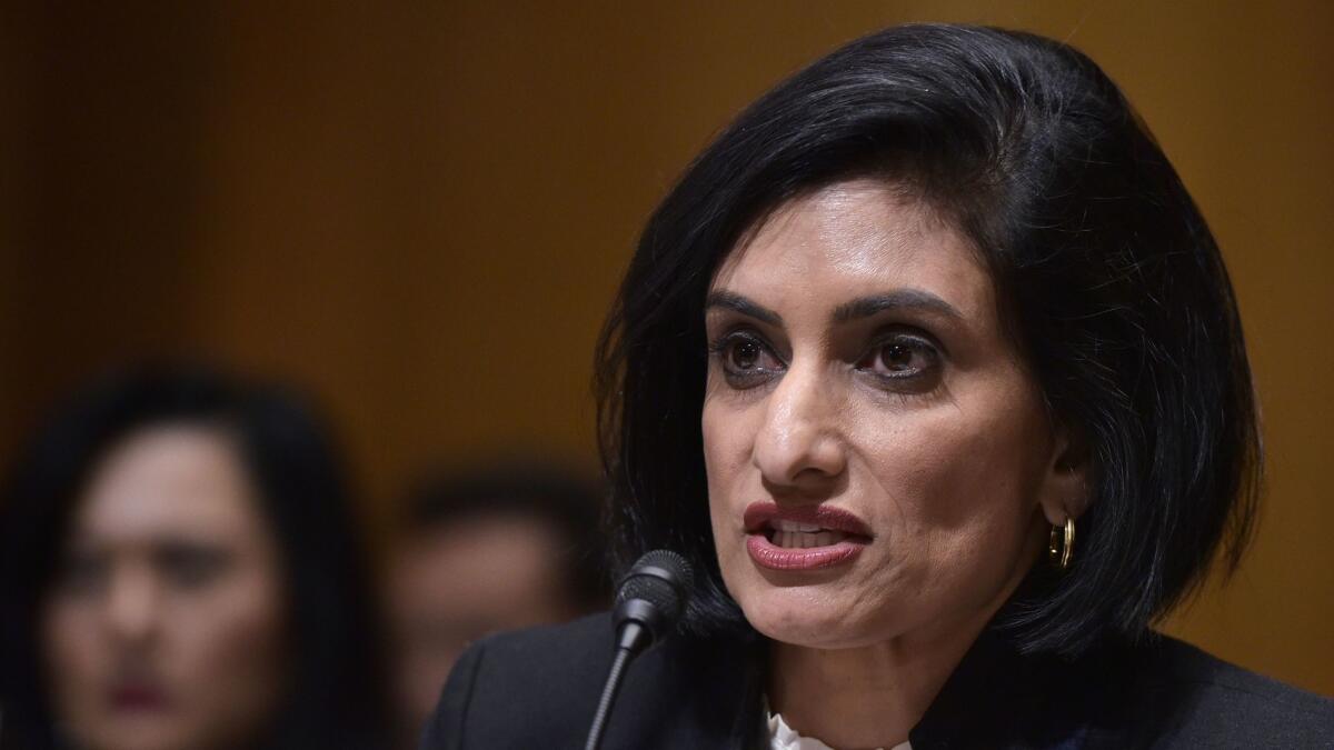 Seema Verma testifies before the Senate Finance Committee on her nomination to be the administrator of the Centers for Medicare and Medicaid Services.