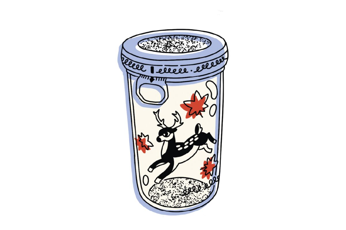 Illustration of holiday to-go cocktail in a Mason jar.