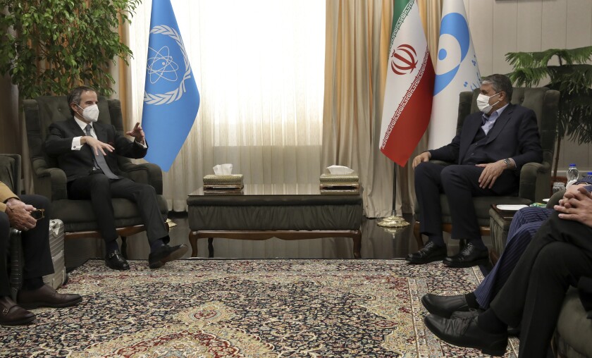 International Atomic Energy Organization Director General Rafael Mariano Grossi meets Iranian officials eariler this month.