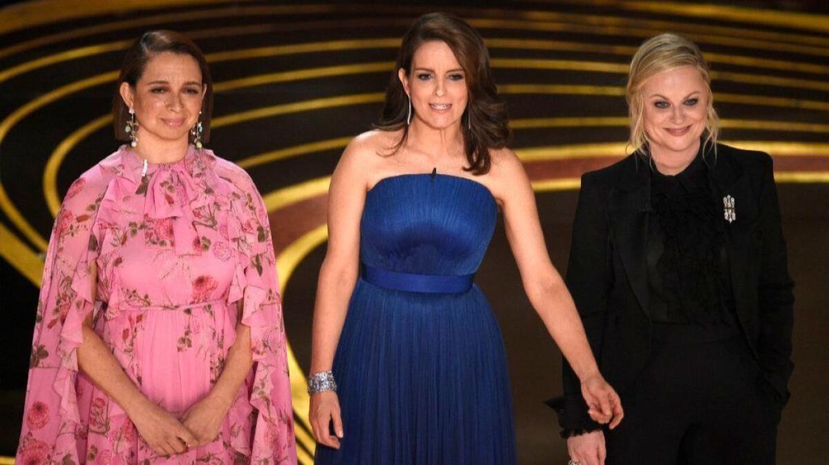 Maya Rudolph, left, Tina Fey and Amy Poehler at the 91st Academy Awards.