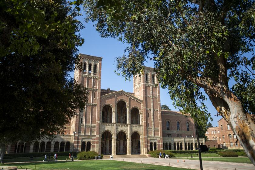 WESTWOOD, CA - AUGUST 17:Royce Hall on the UCLA campus on Tuesday, Aug. 17, 2021 in Westwood, CA. University of California President Michael V. Drake is pledging "transformational change" to bring more equity and transparency to campus policing, unveiling a plan to post more police data, create independent accountability boards, step up anti-bias training and potentially reallocate some duties and budget dollars from police to community safety specialists.(Francine Orr / Los Angeles Times)