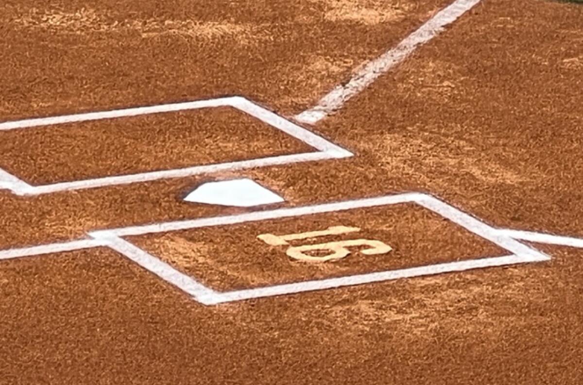 USC honored the late Jay Jaffe by painting his No. 16 in the left-handed batter's box during the alumni game in February.