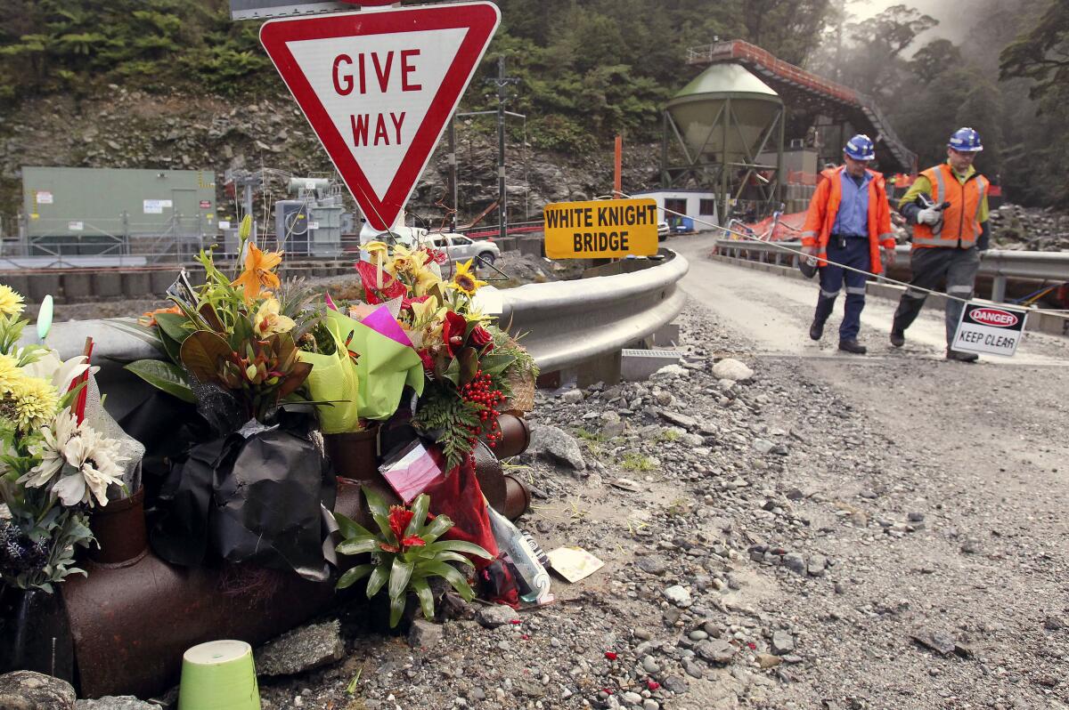 Flowers left for victims of a mine explosion