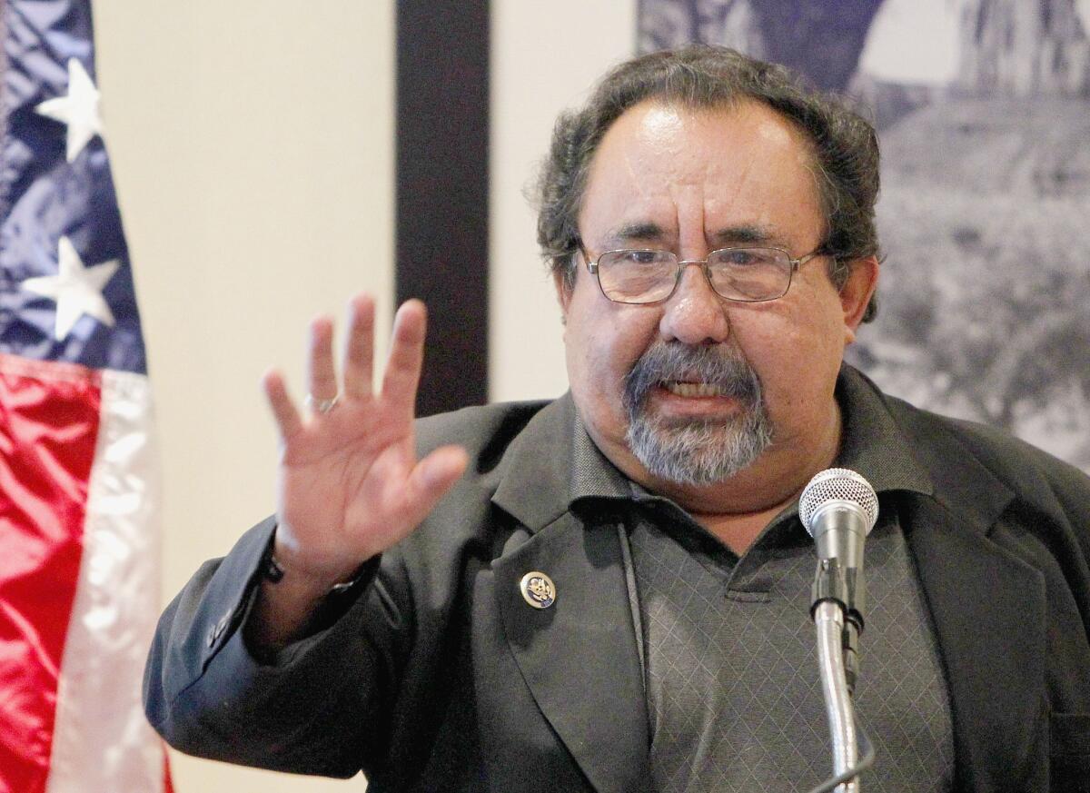 Rep. Raul M. Grijalva (D-Ariz.), speaks to supporters at an event in Phoenix.