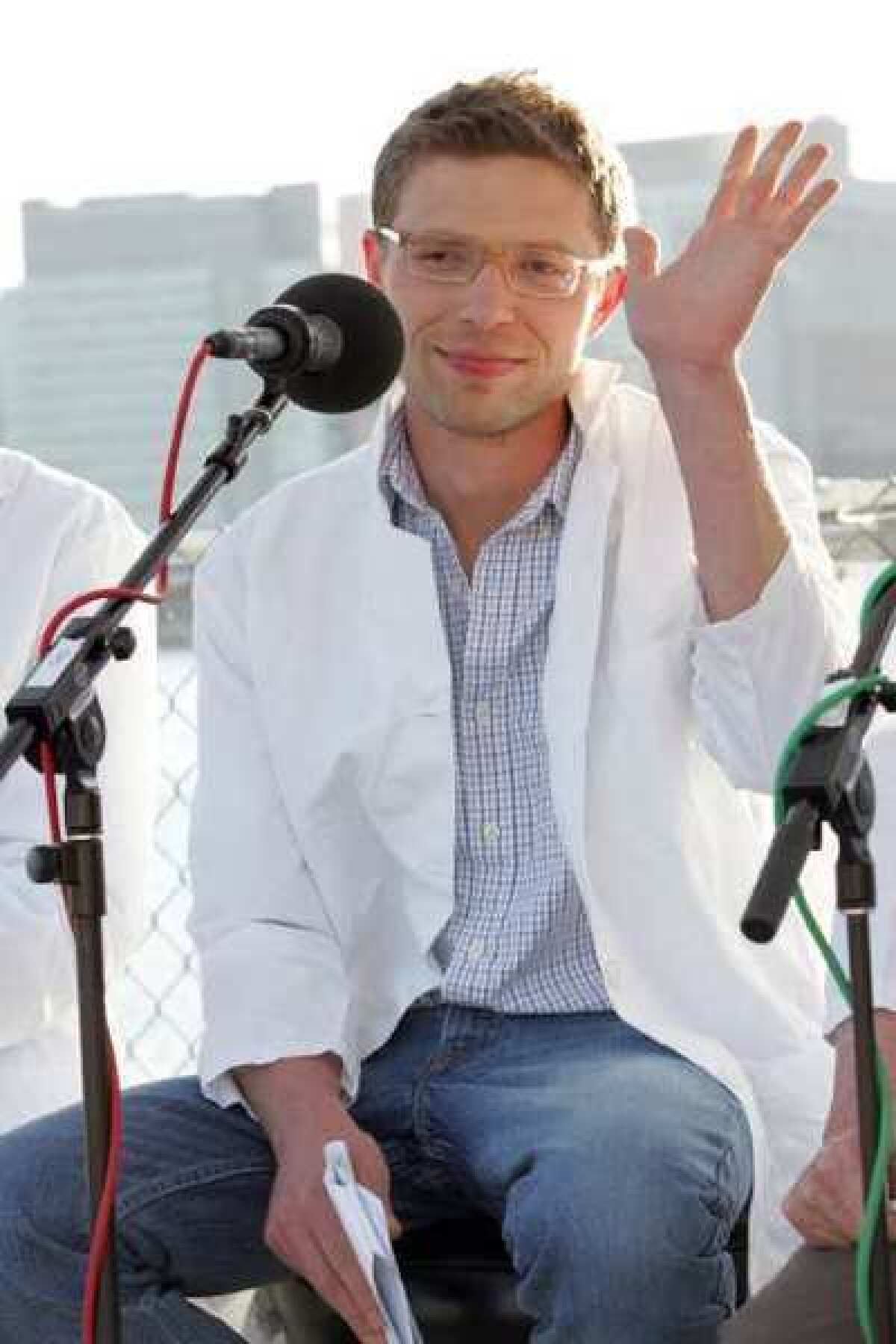Science writer Jonah Lehrer is seen at the "You and Your Irrational Brain" panel discussion in Long Island City in 2008.