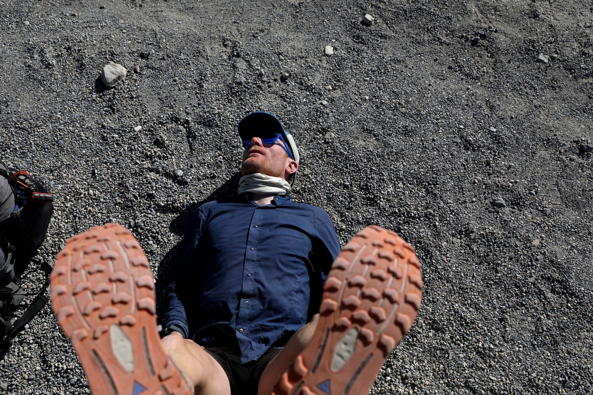 Feb. 18, 2022: Cameron Hummels, an astrophysicist, rests at the Harry Wade Exit Route in Death Valley. 