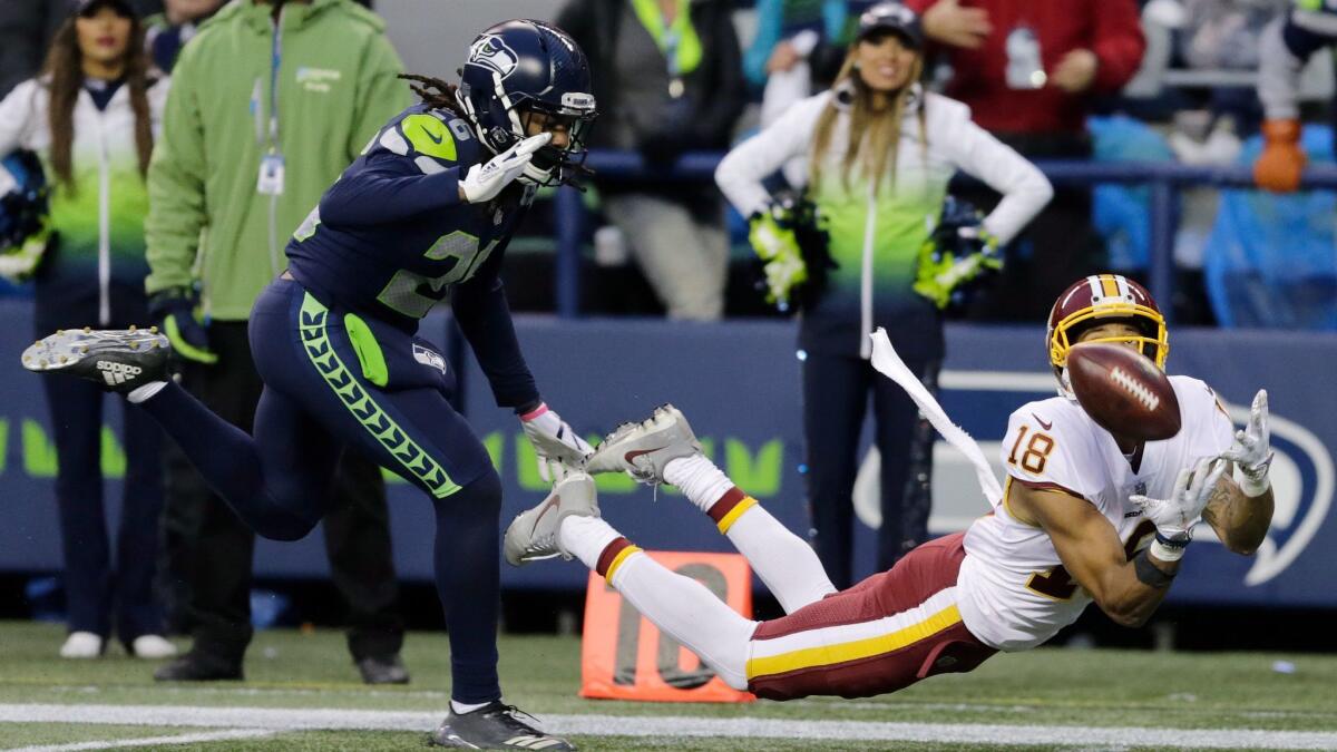 Redskins wide receiver Josh Doctson makes a diving catch in a Nov. 5 game against the Seattle Seahawks.