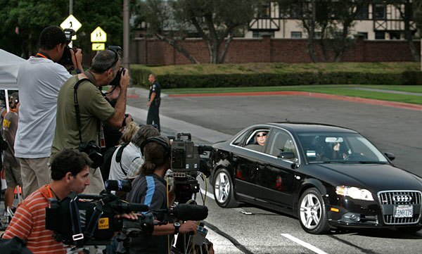 Photographers trained their lenses on every vehicle entering the cemetery. During the service, singer Gladys Knight sang the gospel hymn "His Eye Is on the Sparrow," accompanied by Greg Phillinganes. Songwriter Clifton Davis sang the Jackson 5 song "Never Can Say Goodbye," which he wrote for the group.