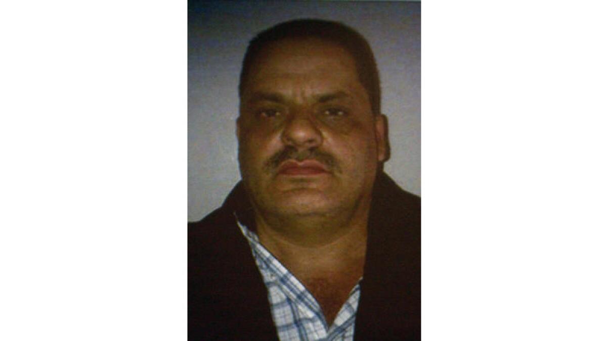 A picture of Ines Coronel Barreras, father-in-law of drug trafficker Joaquin Guzman and father of Emma Coronel. The photo was displayed during a news conference after his arrest in 2013.