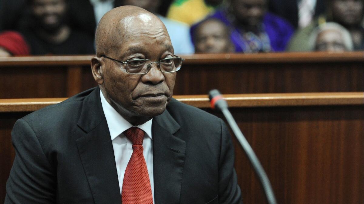 Former South African President Jacob Zuma appeared in KwaZulu-Natal High Court in Durban on Friday on corruption charges linked to a multibillion-dollar 1999 South African arms deal.