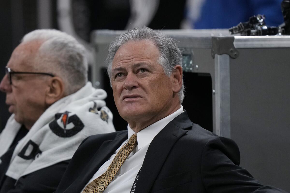FILE - New Orleans Saints general manager Mickey Loomis sits on the bench before an NFL football game against the Atlanta Falcons in New Orleans, Sunday, Dec. 18, 2022. The value the New Orleans Saints place on stability influenced the club's decision to retain Dennis Allen as coach following a 7-10 record this season, general manager Mickey Loomis said Friday, Jan. 13, 2023, while addressing several matters related to the front office's offseason work.(AP Photo/Gerald Herbert, File)