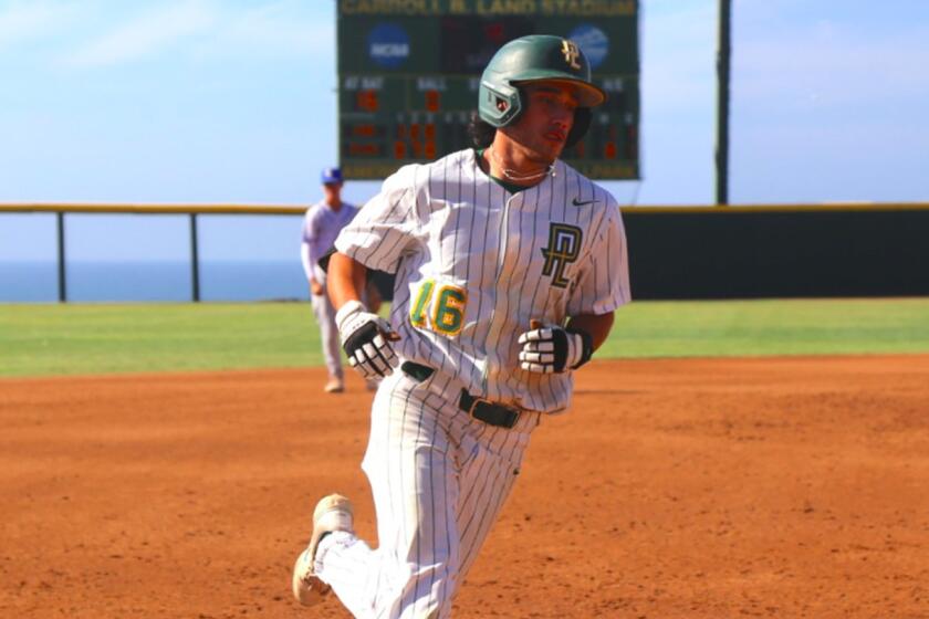Point Loma Nazarene outfielder Esai Santos had four of the Sea Lions' eight hits Thursday afternoon against Hawaii Pacific.