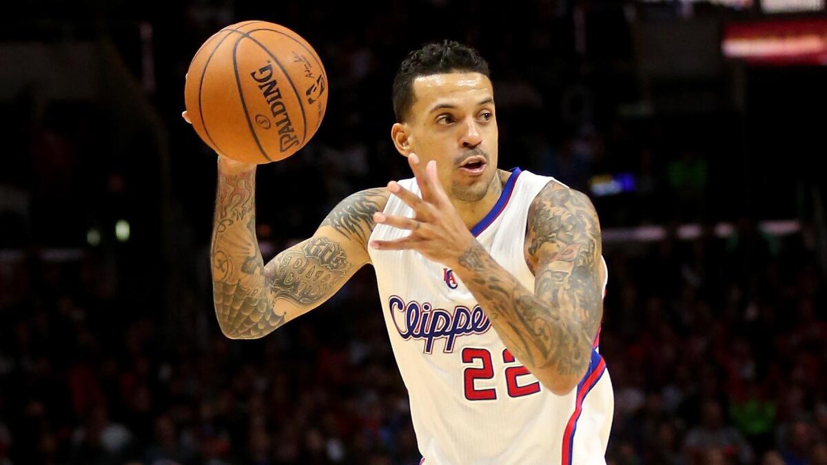 Clippers small forward Matt Barnes controls the ball during a game against the New York Knicks at Staples Center on Dec. 31.