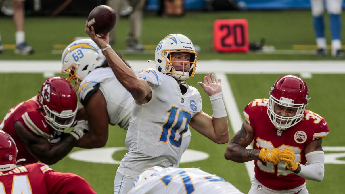 Justin Herbert interception seals Chargers' loss to Chiefs - Los Angeles  Times