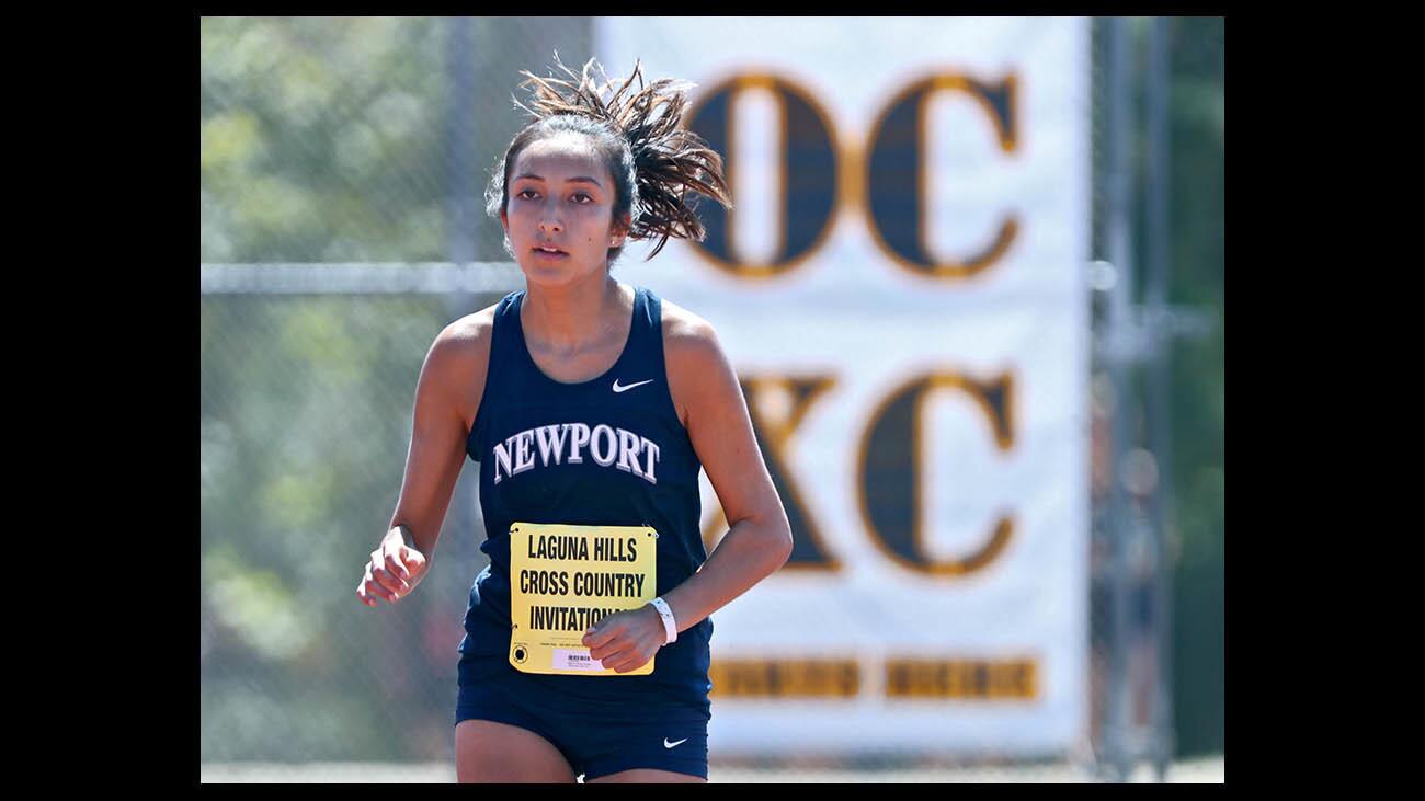 Newport Harbor cross country runner Mia Matsunami won the Laguna Hills Cross Country Invitational, division 2 senior girls race, at Laguna Hills High School on Saturday, Sept. 8, 2018.
