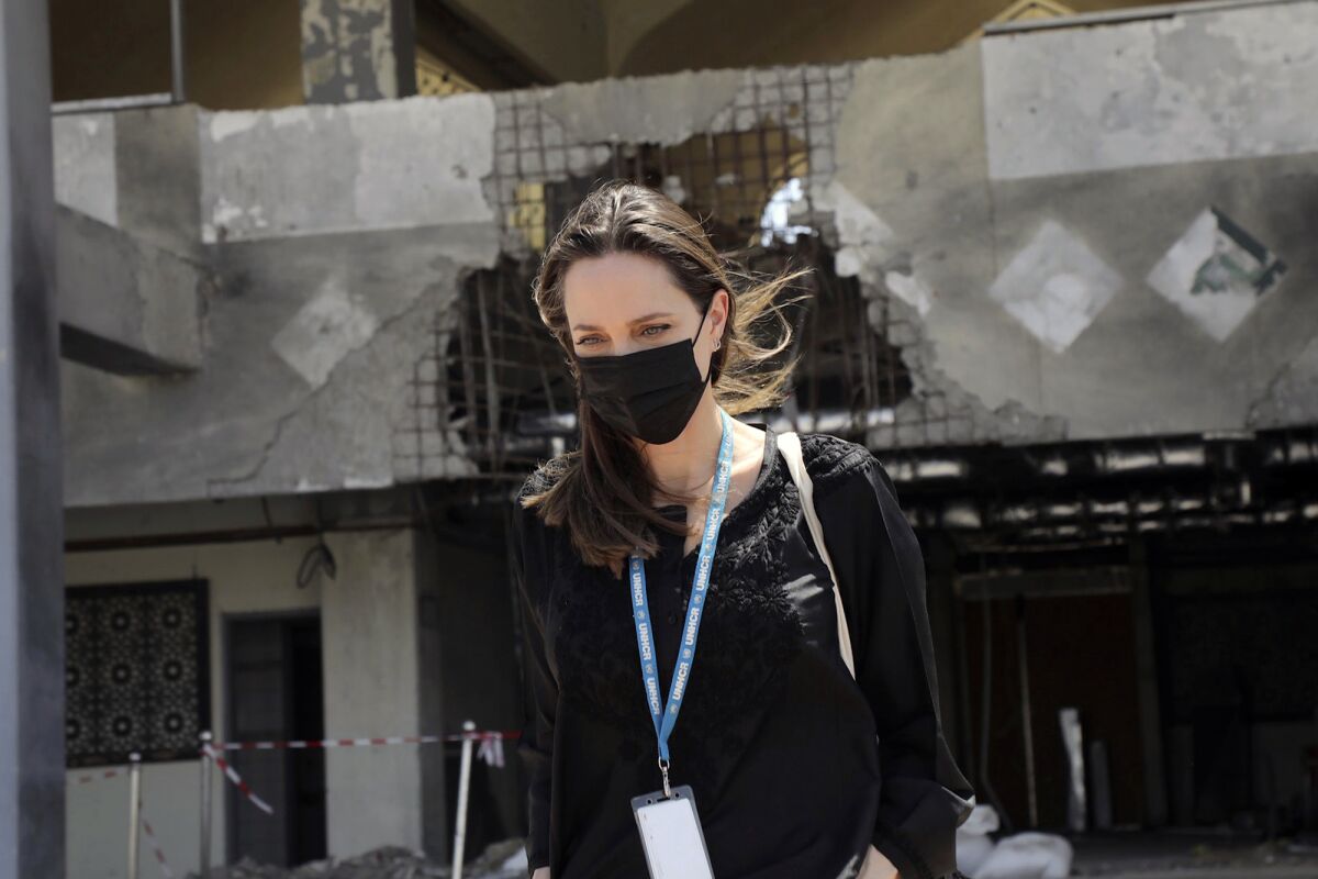 UNHCR Special Envoy, Angelina Jolie arrives in Yemen, Sunday, March 6, 2022 on a visit to help draw attention to the catastrophic consequences of the 7 year conflict on the people of Yemen. (Marwan Tahtah/UNHCR via AP)