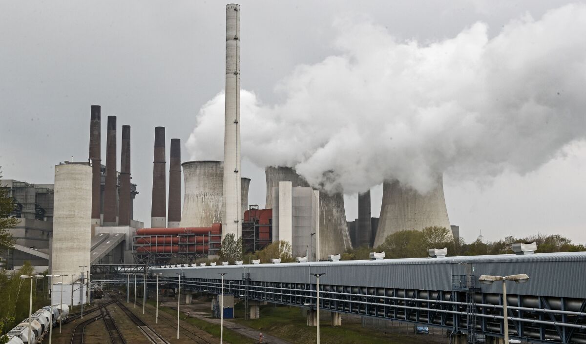 A coal-fired power plant billowing smoke in Germany. 