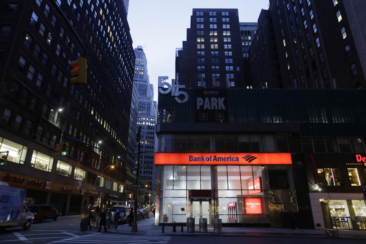 A Bank of America branch in New York. The firm reported fourth quarter earnings fell 11%