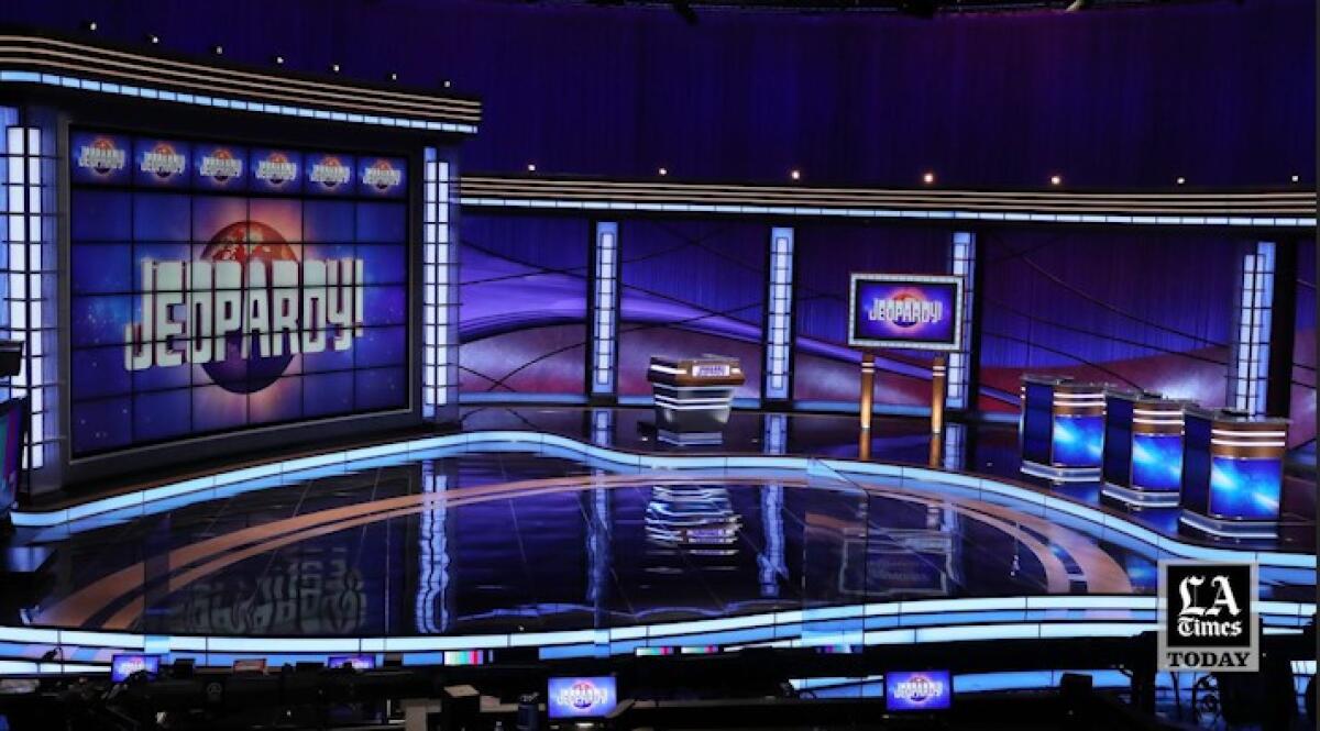 A panoramic view of the studio where "Jeopardy!" is taped.