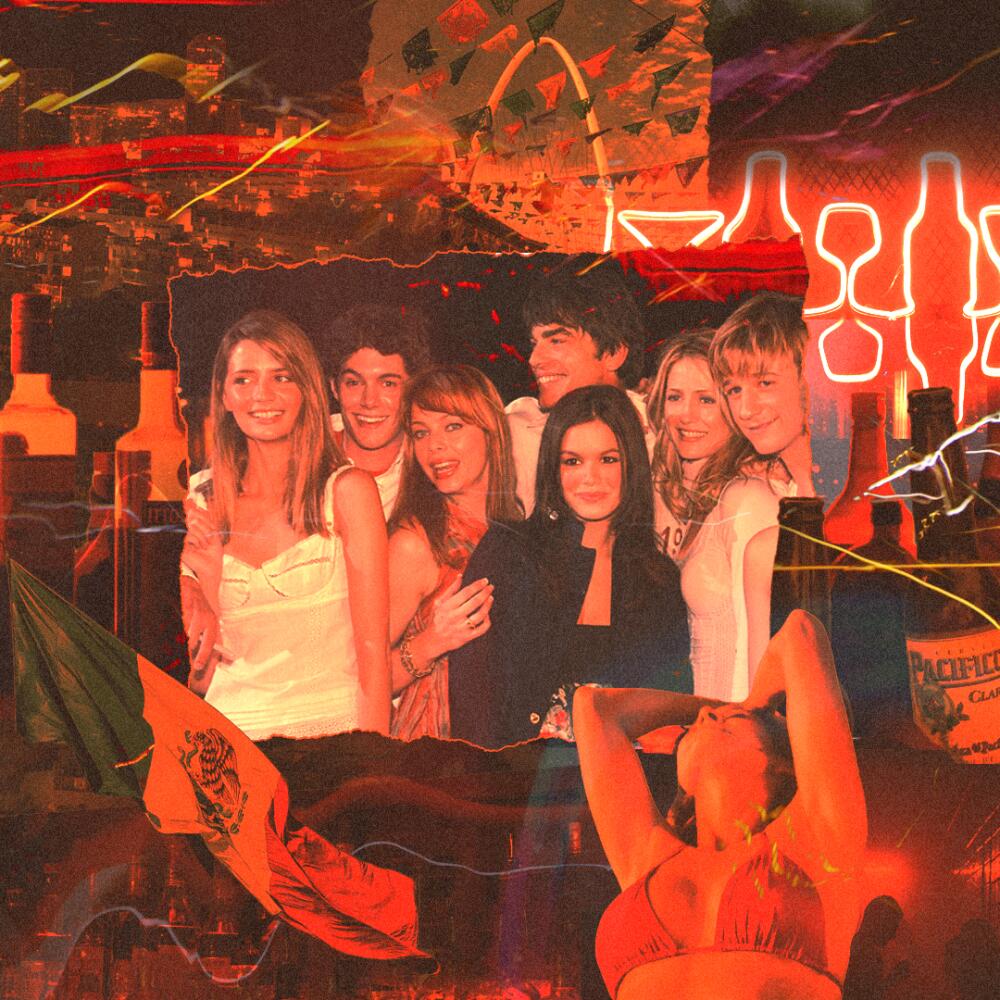 Collage of the cast of The O.C. and images of Tijuana 