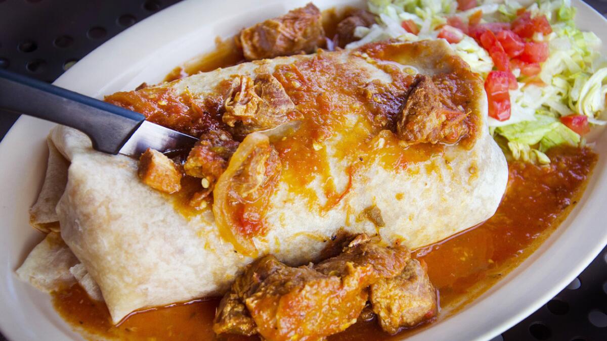 The El Tepeyac Hollenbeck burrito with pork chile verde.