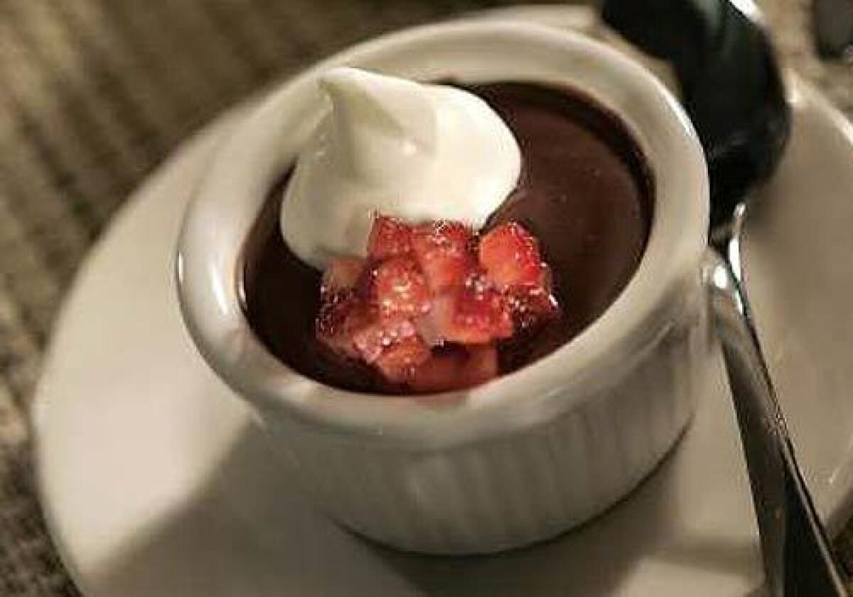 Chocolate pudding goes upscale in this decadent dish.