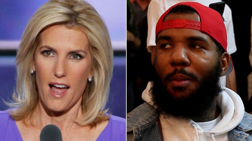 Laura Ingraham is catching fire from the Game and other rappers who lit her up on social media over comments about the late Nipsey Hussle.