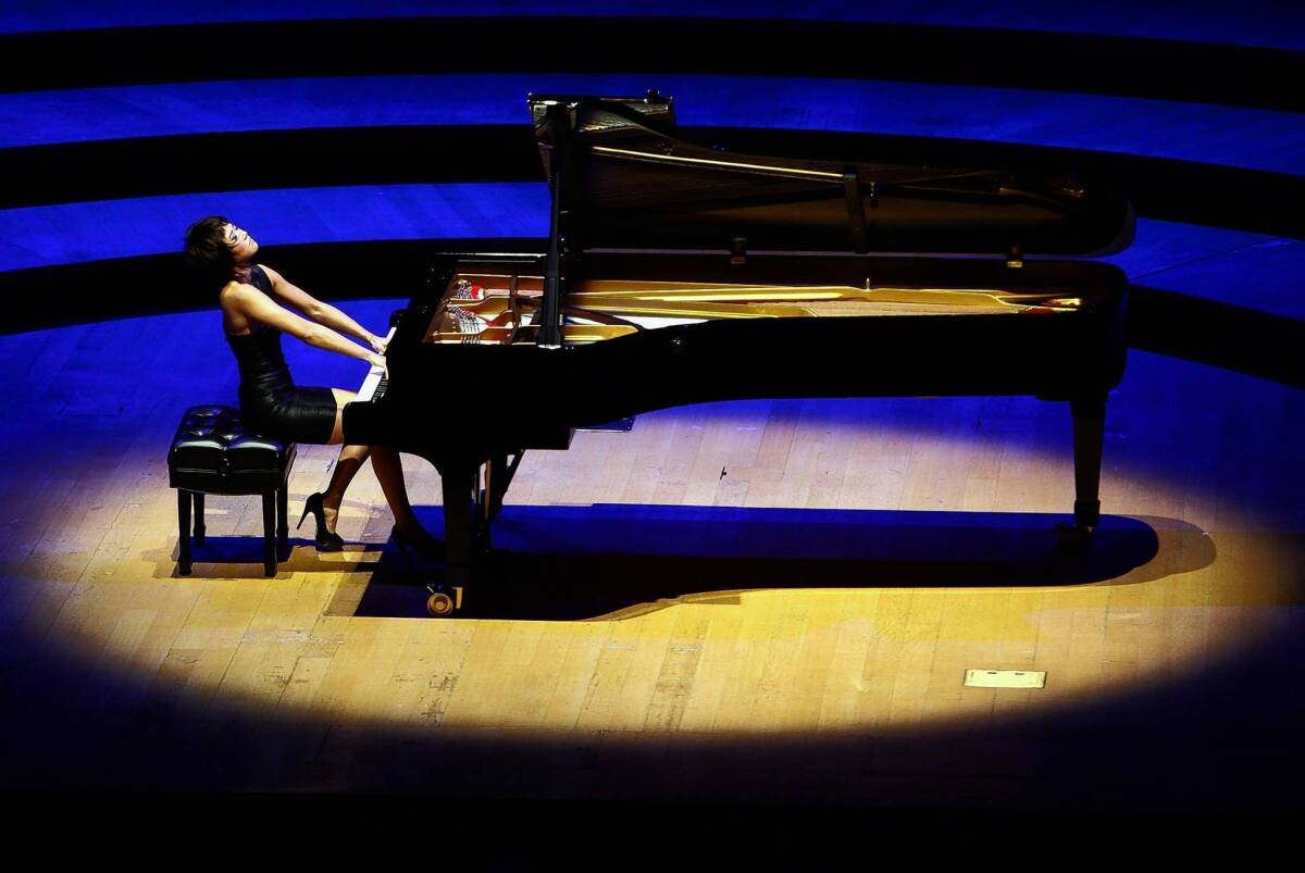 Yuja Wang performs during her first recital at the Walt Disney Concert Hall.