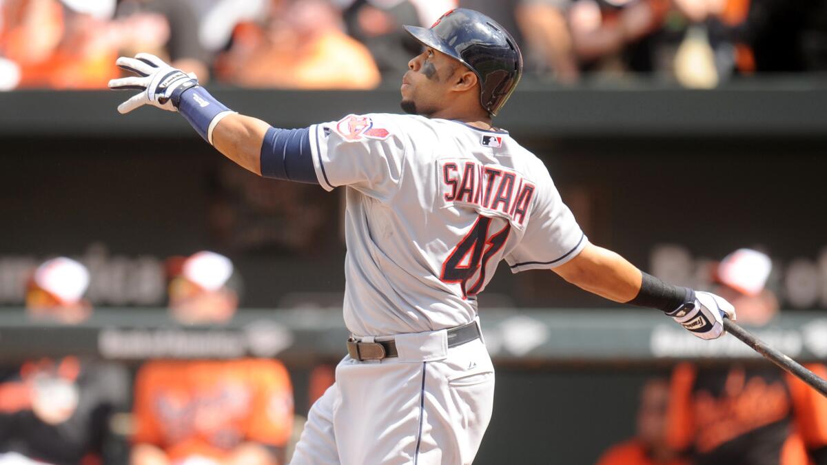 Cleveland's Carlos Santana has been placed on the disabled list because of a concussion.