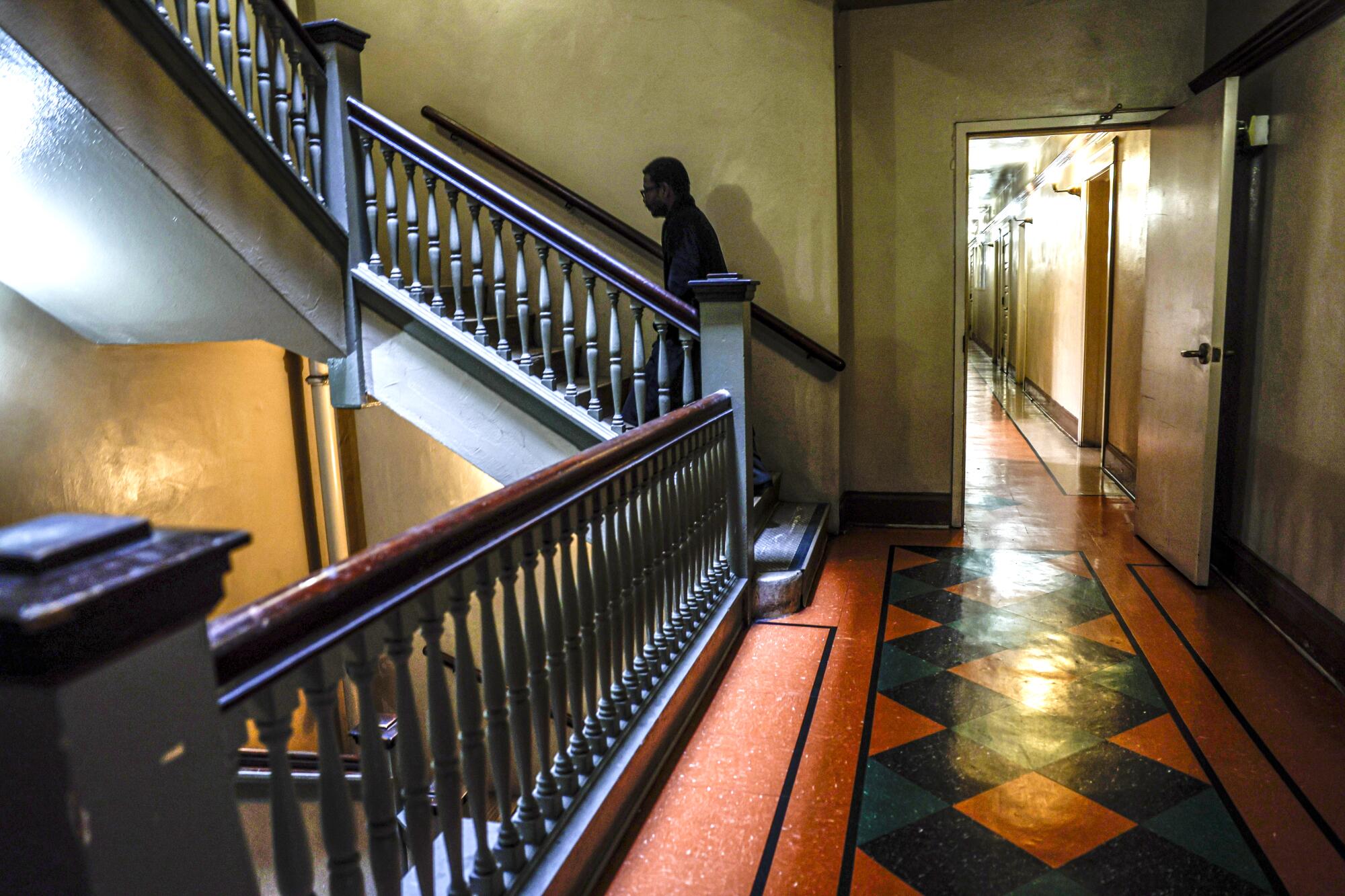 Inside the Clark Residence, a stately, historical SRO in Westlake, owned by Adobe Communities.